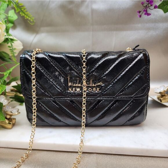 NWT Nicole Miller Black Quilted Crossbody Bag - Picture 5 of 12